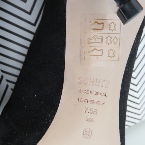 Schutz Lou Black Classic Suede Pump Stiletto Heel 7.5 Women's - Picture 6 of 9